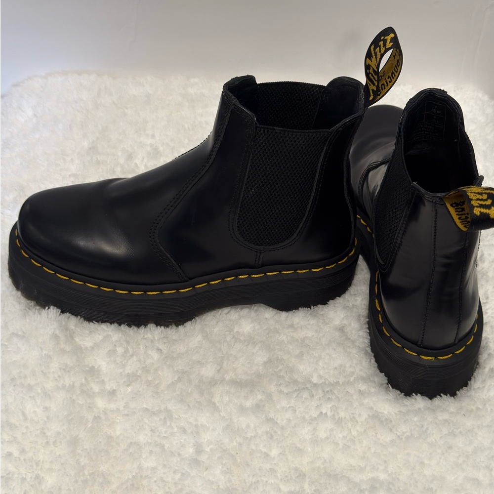 Dr. Martens Black Chelsea Platform Boots with Yellow Stitching - Picture 5 of 12